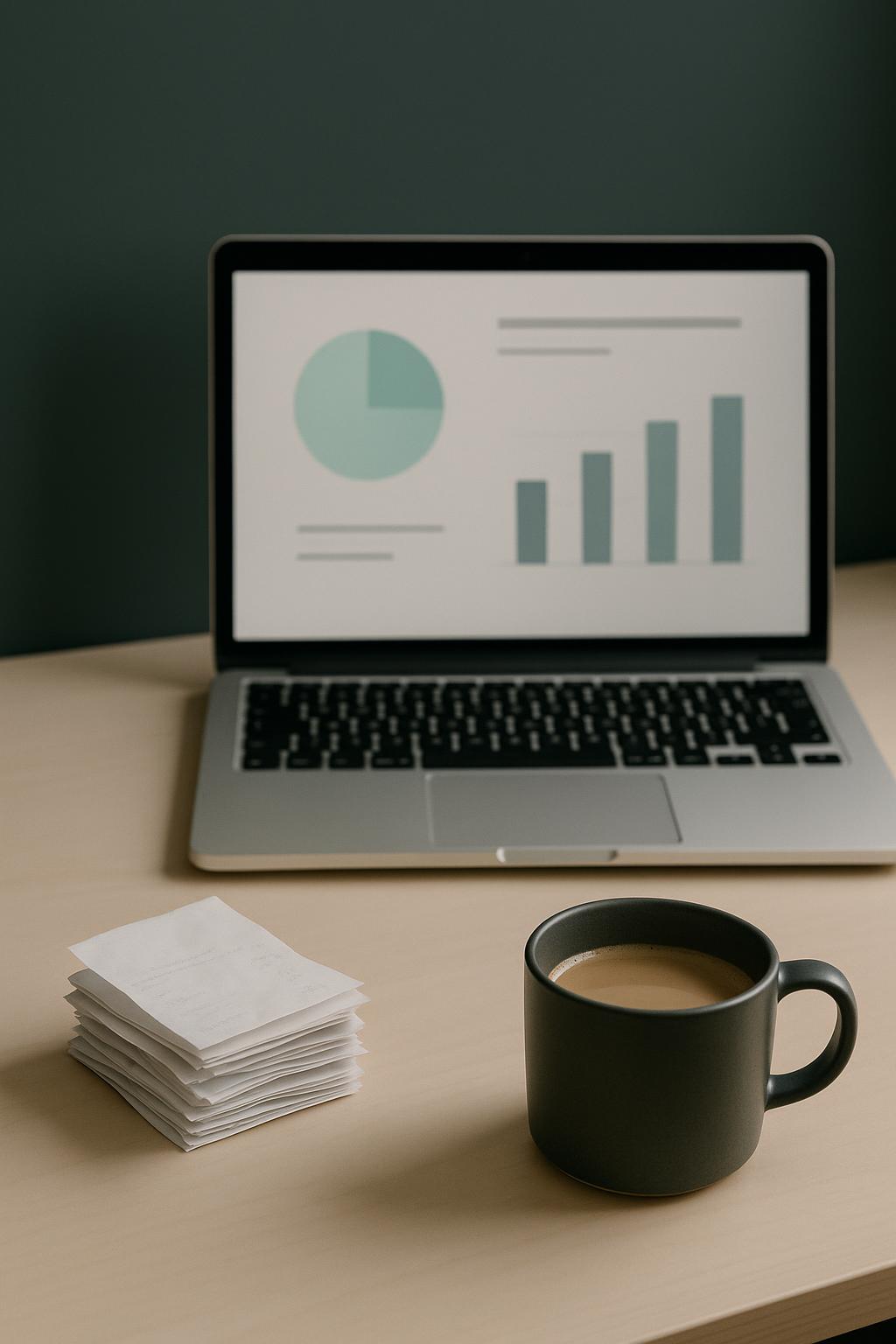 Cloud bookkeeping and monthly management accounts on a laptop